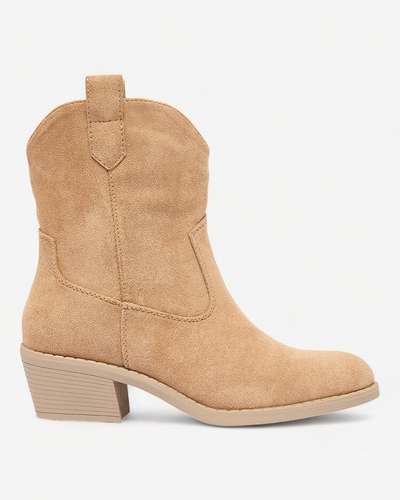 Royalfashion Šviesiai rudi apšiltinti moteriški kaubojiški batai Bronco