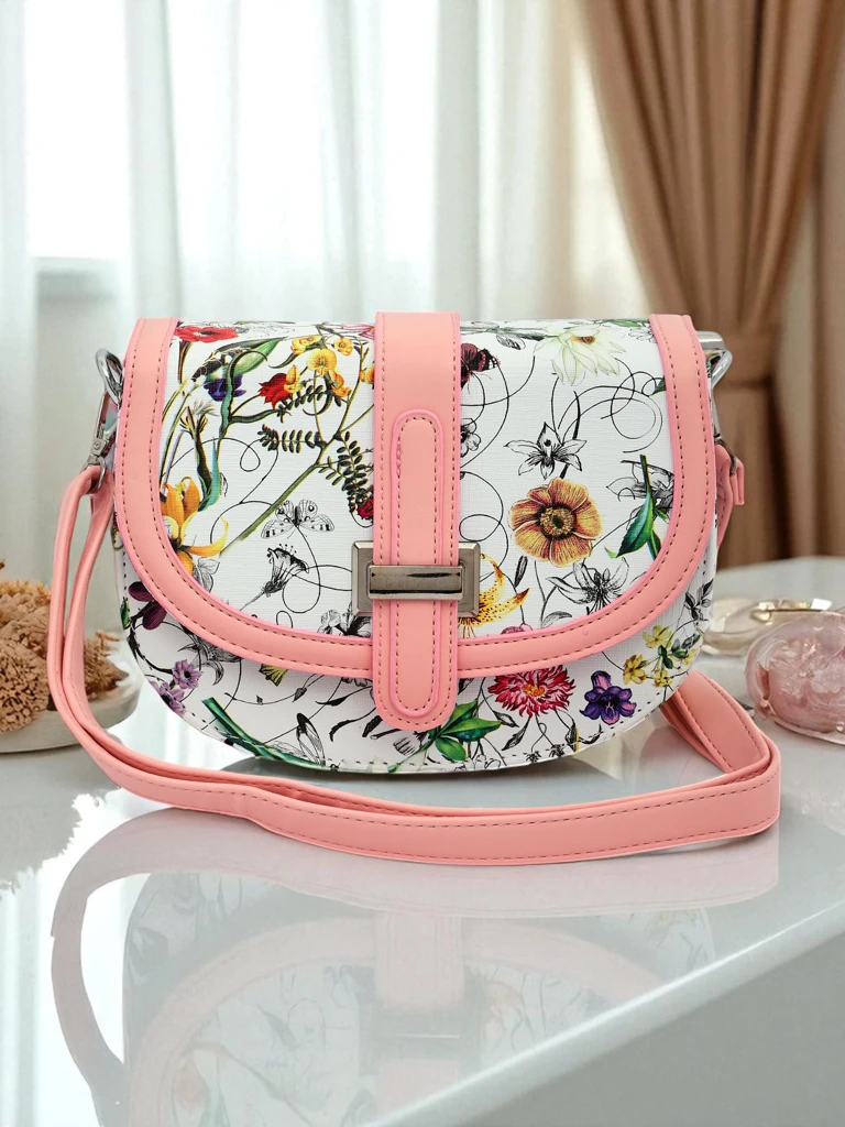 Royalfashion Mała damska torebka z eko skóry w kwiaty Ori Elle - Sztosik!