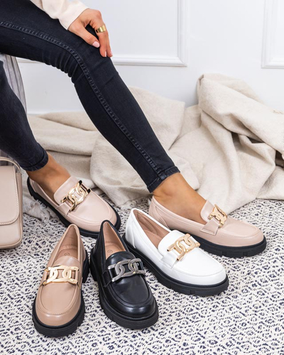 Moteriški balti batai su grandinėle Semla - Avalynė