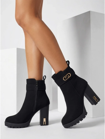 Moteriški eko zomšiniai aulinukai su storu kulnu Tovia