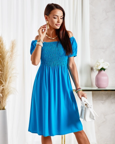 Royalfashion Бирюзовое женское мини-платье a'la hiszpanka