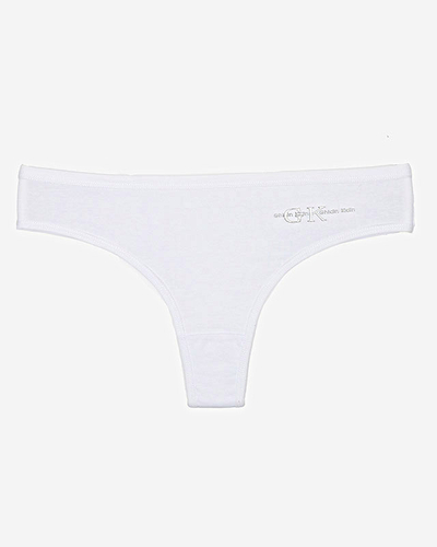 Белые хлопковые женские трусики стринги с надписью
