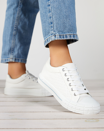 Balti moteriški sportbačiai pilka juostele Sols- Avalynė