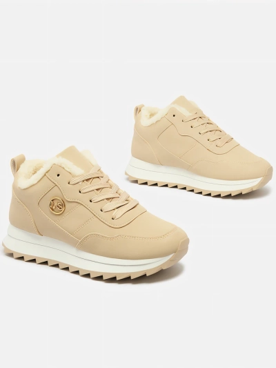 Royalfashion Beżowe buty sportowe damskie z ociepleniem Lahho
