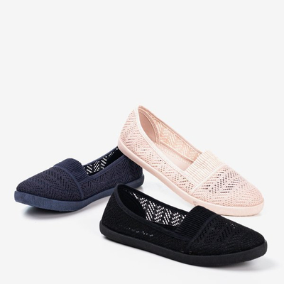 Granatowe damskie ażurowe slip - on Ticolisa - Obuwie