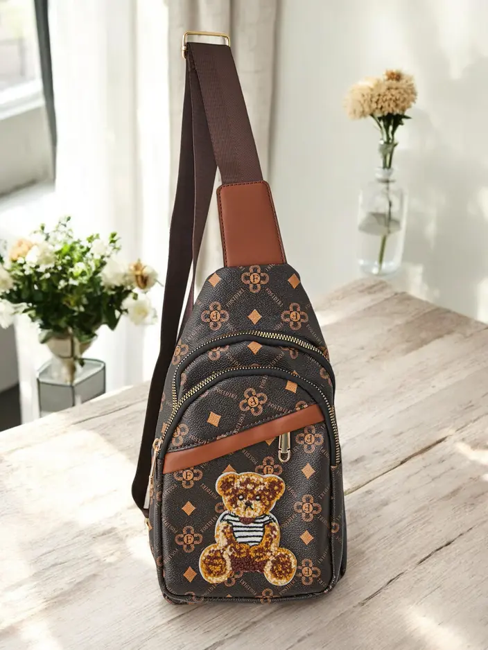 Royalfashion Маленький женский рюкзак из экокожи с медведем на одном плече