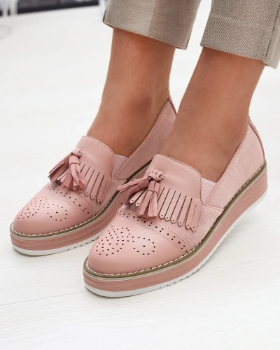 Rausvi moteriški pusbačiai žema pakulne "Veolita- Footwear"