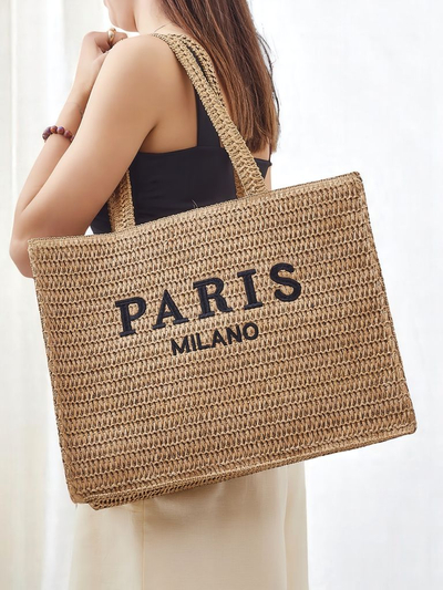 Royalfashion Большая женская соломенная сумка Paris Milano