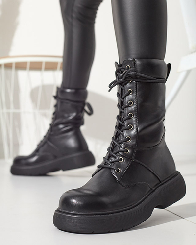 Черные женские сапоги на шнуровке Ferisis - Обувь