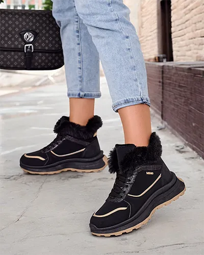 "Royalfashion" Pašiltintos moteriškos basutės su kailiu "Mofell"