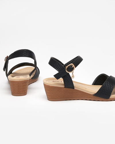 Juodos moteriškos basutės ant žemo pleišto Graplo - Batai