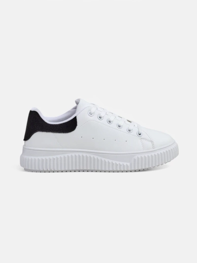 Callista Platform Eco Leather Sneakers for Ladies - White & Black