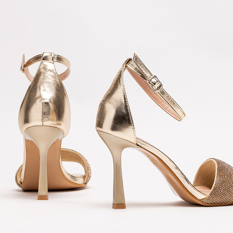 Auksinės moteriškos basutės ant aukštakulnio Enedi - Avalynė