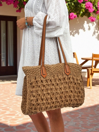 Royalfashion Большая соломенная женская сумка Coco Breeze