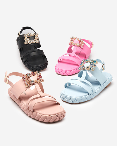 OUTLET Женские синие босоножки с декоративной пряжкой Govy-Footwear