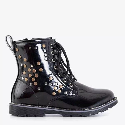 Czarne dziecięce lakierowane workery Isibeal - Obuwie