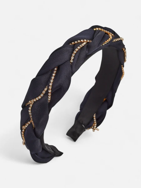Royalfashion Повязка на голову с плетением в косу, украшенная цирконами