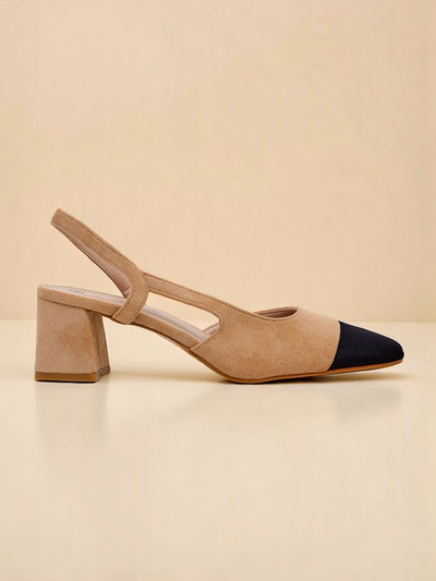 Royalfashion Damskie czółenka Eleganzo – niski obcas, ozdobny nosek