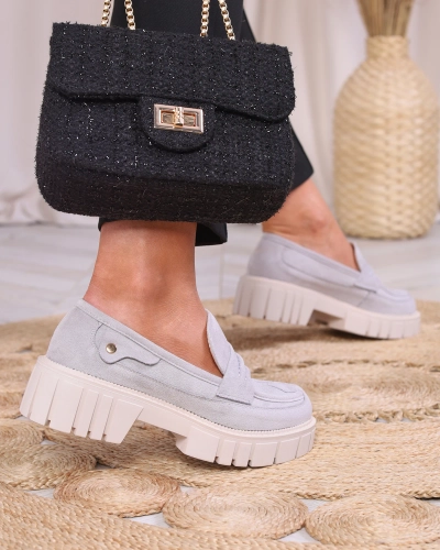 Мокасины из эко замши серого цвета для женщин Siherta- Footwear