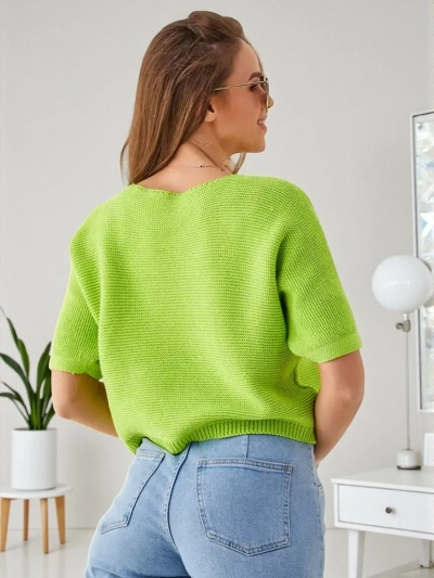 Royalfashion Moteriškas medvilninis trumpas megztinis su drugeliais