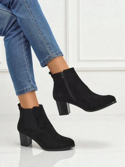 Botki damskie eko zamszowe na obcasie Velvet Trace - mega stylowe!