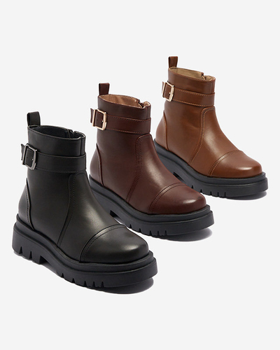 Коричневые женские сапоги с пряжкой Utilas - Обувь