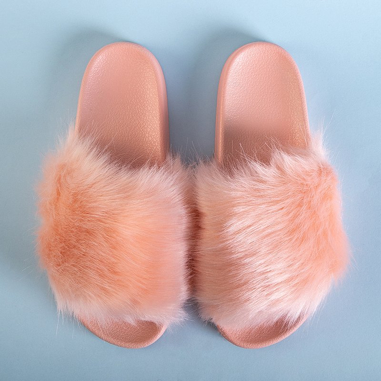 Светло-розовые женские шлепанцы с мехом Danita