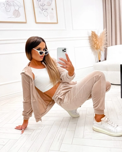 "Royalfashion" Smėlio spalvos moteriškas džemperio komplektas