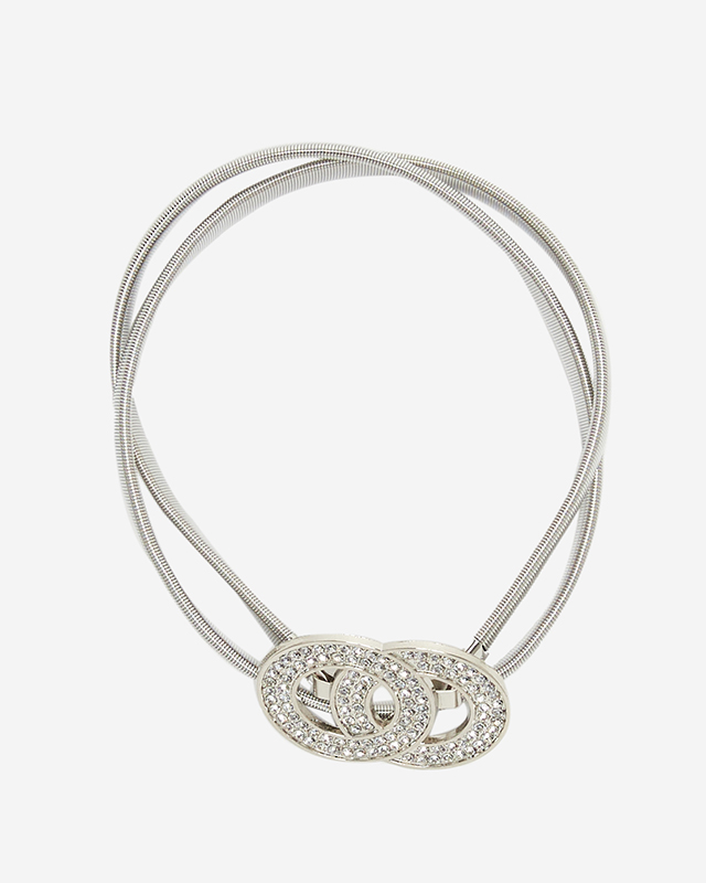 Женский серебряный эластичный пояс с украшением из фианитов - Аксессуары