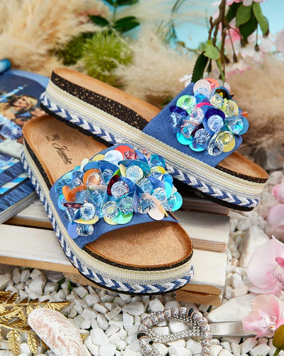 Royalfashion Женские шлепанцы со стразами Loassa