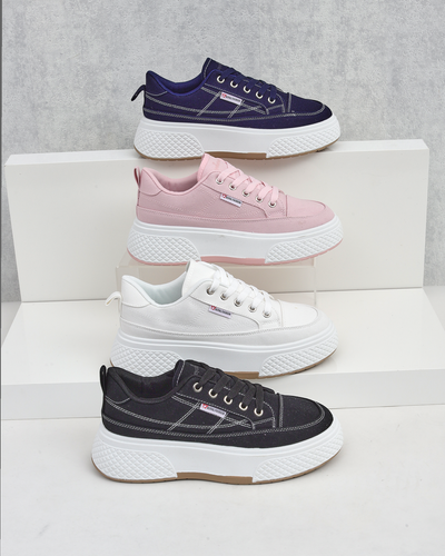 Aurora Rosa - Moteriški Rožiniai Sportbačiai Platforma Audinys Pavasaris/Vasara/Ruduo