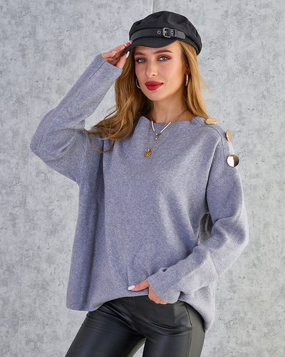 Royalfashion Тонкий женский свитер с украшениями на плечах