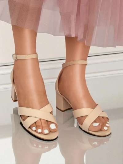 Royalfashion Moteriškos basutės su žemu kvadratiniu kulnu Eleganza Strap