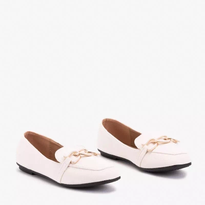 OUTLET Moteriški kreminiai mokasinai su Olly dekoracija - Avalynė