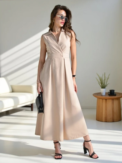 Платье без рукавов Royalfashion с оберточным вырезом Bizness