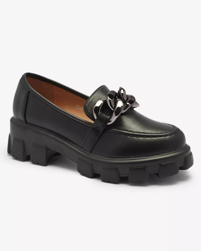 Женские мокасины из экокожи черного цвета с орнаментом Bovano- Footwear