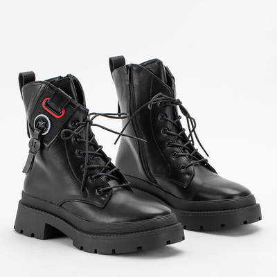 Juodi moteriški plokščiakulniai batai su Sidora ornamentais - Avalynė