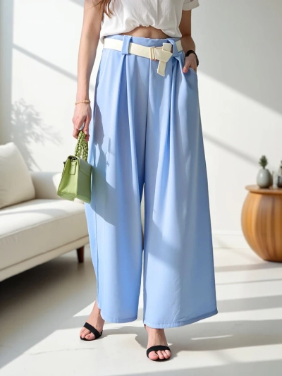 Royalfashion Широкие женские брюки с поясом