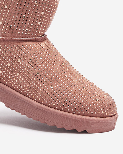 Темно-розовые женские сапоги со стразами Rudis