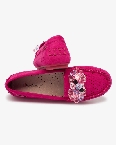 Royalfashion Фуксия Ажурные женские мокасины с декоративными кристаллами Cizzas
