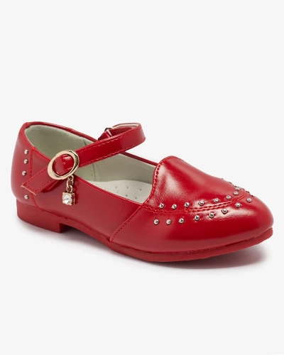 Raudoni mergaitiški bateliai su akmenukais Praja- Avalynė