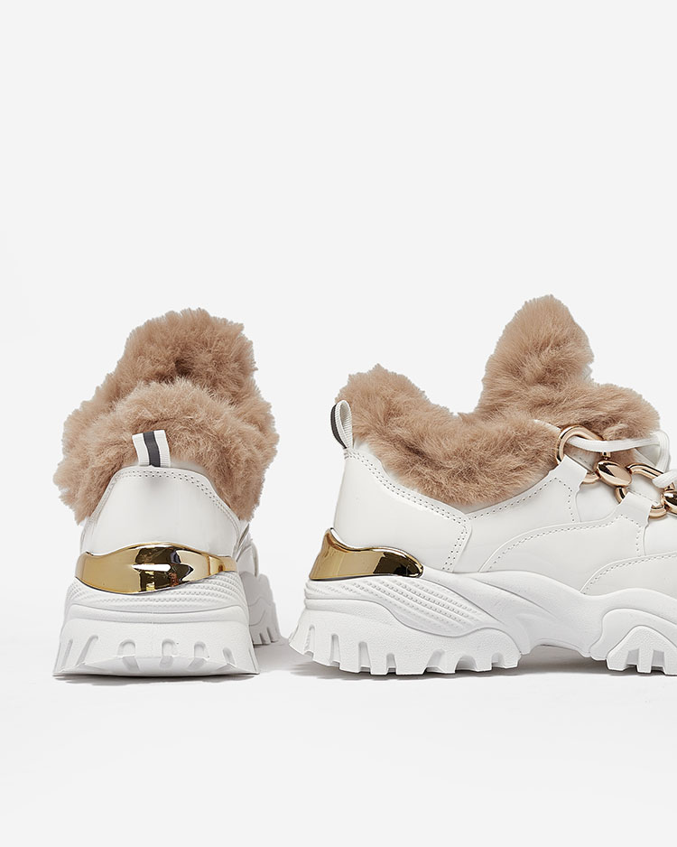 Royalfashion Белые утепленные женские кроссовки Carucca