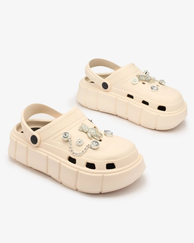 Royalfashion Кремовые женские резиновые шлепанцы Kooranza