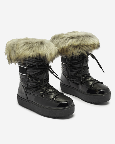 Черные женские лакированные сапоги-снегоступы Luccav- Footwear