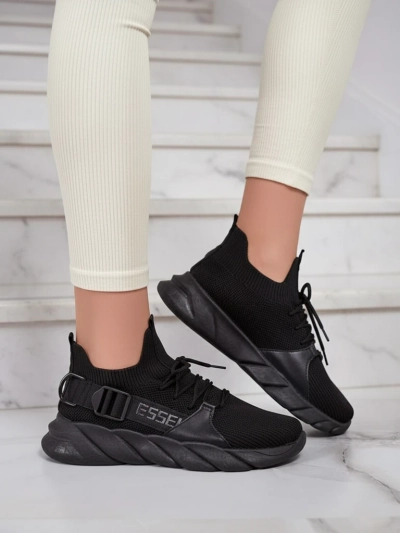 Esmeralda Juodi Sneakers'ai Su Plokščiu Kulnu