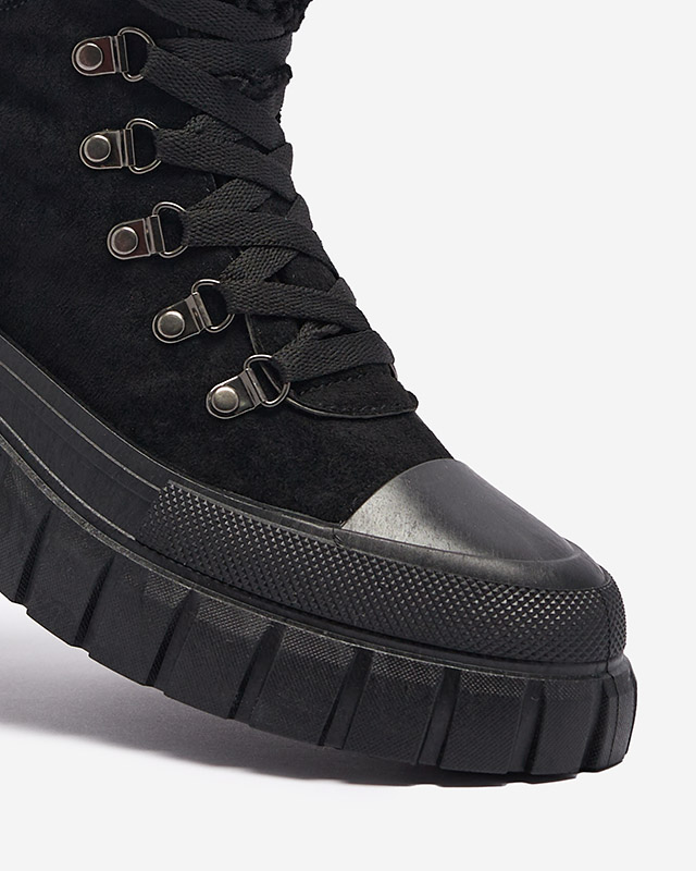 Женские ботинки Diana черные кожаные удобные на зиму