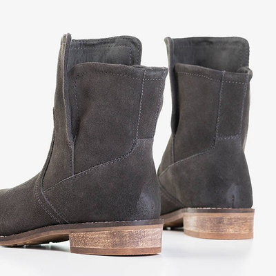 Ciemnoszare botki damskie na płaskim obcasie Judetta - Obuwie