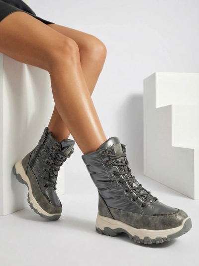 Botki Damskie Aurora Srebrne Ekologiczne Casualowe na Zimę