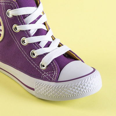 Детские высокие кеды в цвете фуксия с нашивкой Alvari