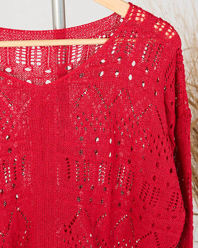 Permatomas moteriškas megztas raudonas megztinis - Drabužiai